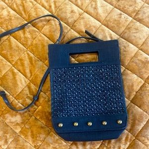 Anthropologie Mina Woven Basket Tote - Black